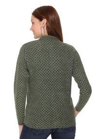 CLAPTON Women Round Neck Acrylic Knitting Wool Green Full Sleeve Cardigan This is Very Soft &Comfortable Fabric - XL, Green, Wool, Knitting, Pack of1
